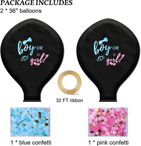 Thickened Gender Reveal Balloon - 2pcs Confetti Balloons with Pink and Blue Confetti – 36 Inch for Photos