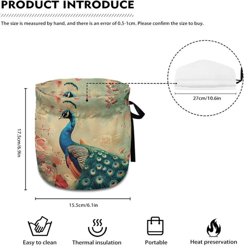 Peacock Tea Cozy for Large Teapot, Insulated Cover to Keep Warm, Machine Washable for Kitchen Decor