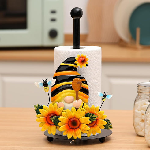 Countertops Qmetalart Sunflower Gnome Paper Towel Holder, Gnome Honey Bees Kitchen Bathroom Decor Modern Accessories