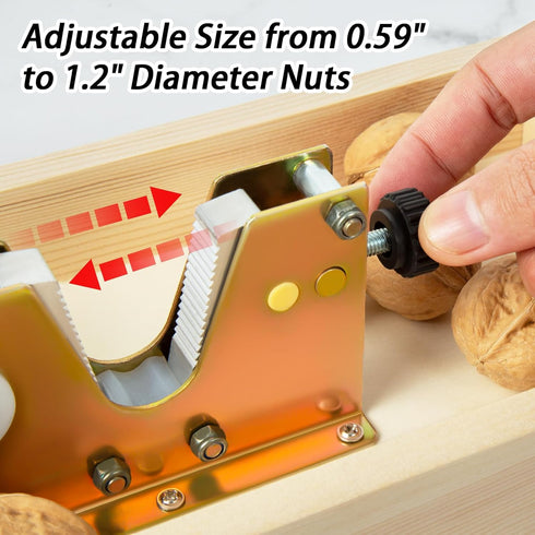 Nizodo 4 NutCracker Tool Heavy Duty Nut Cracker with Wooden Base Adjustable Nut Tongs Manual Nut Crackers for All Nuts
