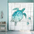SUMGAR Blue Ocean Shower Curtains Set with Hooks - Teal Sea Turtle Bathroom Stall RV Decoration, 72 x 72 inch