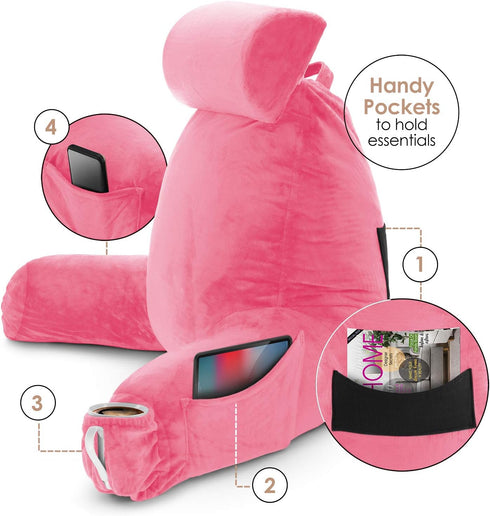 2 Nestl Reading Pillow with Shredded Memory Foam Includes Neck and Lumber Support Pillows, Designed for Sitting Up