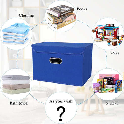 STOREONE 3 Pcs Fabric Storage Cube Bins, Foldable Organizer Container with Lids and Metal Handles for Home