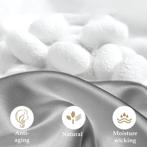 INSSL Mulberry Silk Pillowcase for Women - Standard Size, Grey, Comfortable and Breathable for Hair and Skin