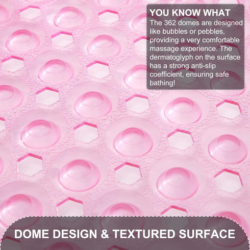 40 16 Inch TEESHLY Bath Tub and Shower Mats, Non Slip x Extra Large Bathtub Mat, Machine Washable Bathmat with Drain