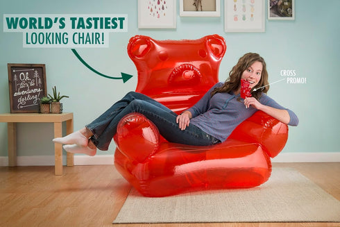 VAT19 Gummy The Bear Inflatable Chair, PVC, Red, Eclectic Style for Relaxing, Decor, Gaming