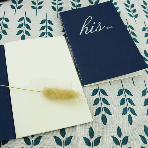 Wedding Vow Book, His and Her Bridal Shower Gifts Booklet Journal, Deep Blue Personalized Notebook, Set of 2