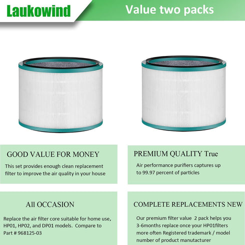 Air Purifier Filter Replacements for Dyson HP01, HP02, 2 Pack