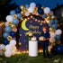 12inch Retro Navy Blue Gold and White Balloons, Pastel Dark Light Blue White Latex Balloons with Metallic Chrome Gold