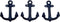 Nautical Cast Iron Ship Anchor Wall Hooks, Wowser, Set of 3 (Blue)