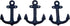Nautical Cast Iron Ship Anchor Wall Hooks, Wowser, Set of 3 (Blue)