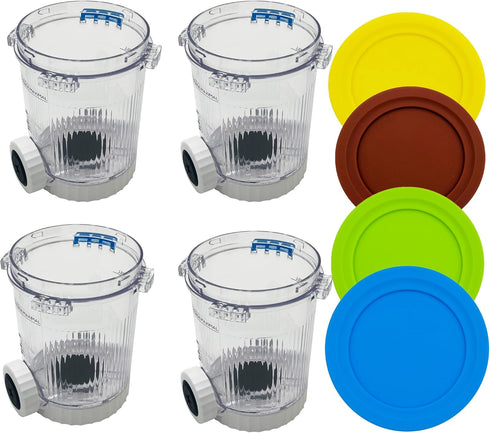 HXLFW 4 Pack Replacement Swirl Ice Creami Makers Pints and Lids Compatible with