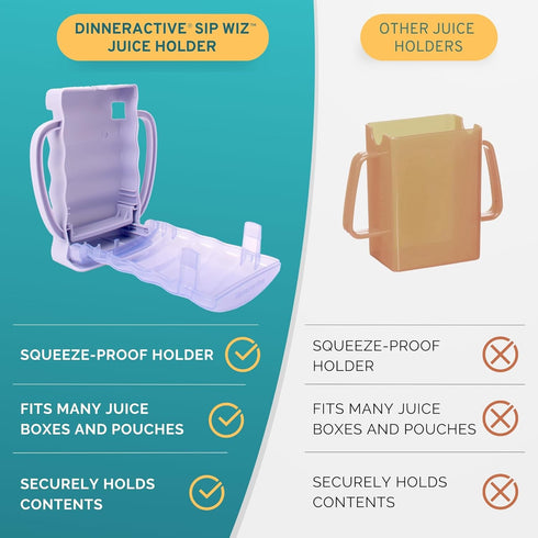 2 Pack Dinneractive Sip Wiz - Baby Pouch Holder No Squeeze Pouch Food Pouches & Juice Box Holder - Anti-Squeeze Yogurt