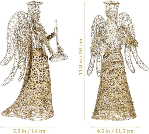 PRETYZOOM Exquisite Glitter Angel Christmas Tree Topper Figure Treetop Ornament for Festival Home Decor