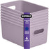 Superio Ribbed Collection - Medium Lilac Purple Plastic Open Storage Bins Organizer Baskets (6 Pack)