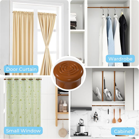 AIZESI Short Spring Tension Curtain Rod (Wood, 12"-20", 2Pcs)