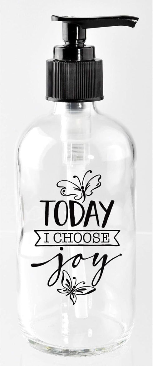 Dexsa Today I Choose Joy Glass Soap Dispenser, 8 oz