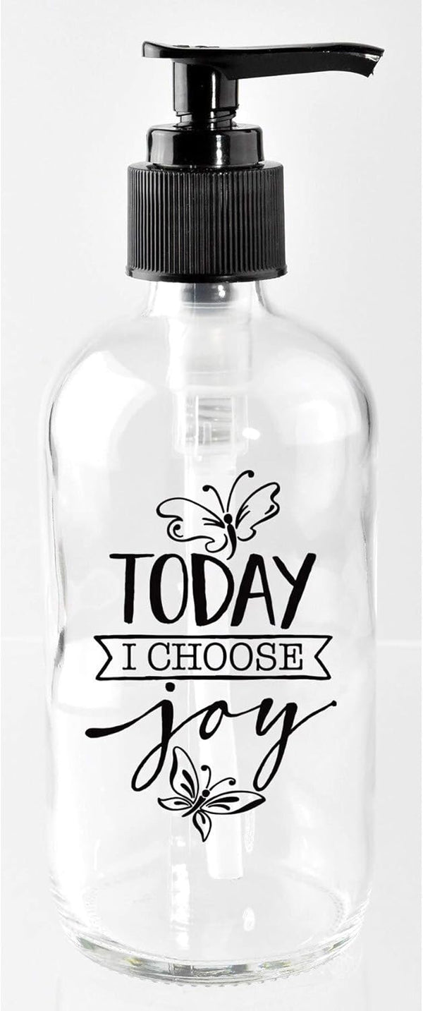 Dexsa Today I Choose Joy Glass Soap Dispenser, 8 oz