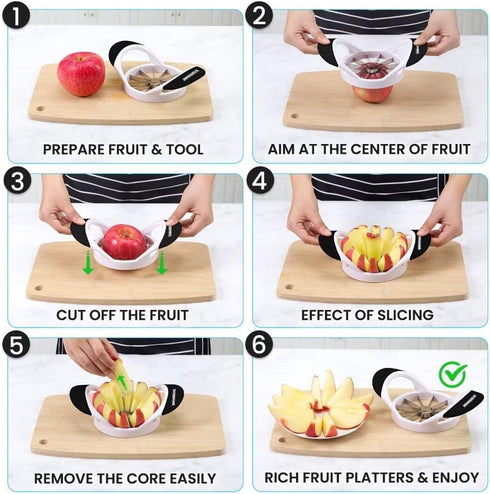 12-Blade 4.72 Inch SCHVUBENR Apple Slicer and Corer - Sharp Stainless Steel Apple Cutter - Professional Apple Divider