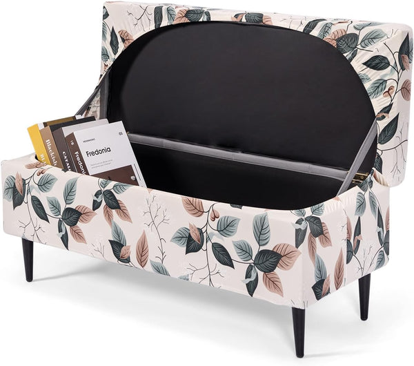 FUANGUI Ottoman Cover Stretch Storage Ottoman Bench Slipcover Printed Folding Storage Bench
