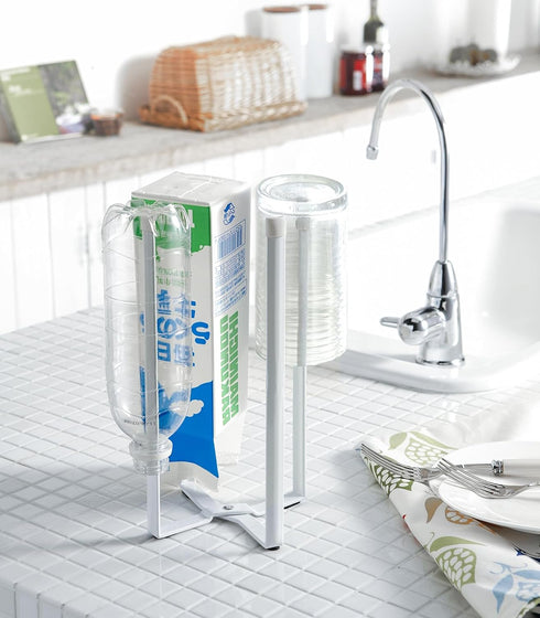YAMAZAKI home 6784 Kitchen Multi Eco Stand, Multifunctional Plastic Bag Holder, One Size, White