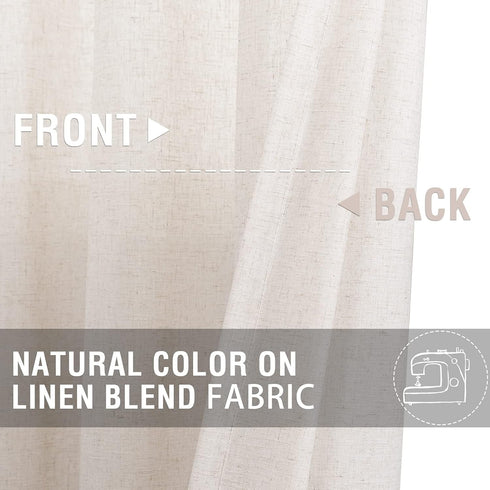 jinchan Beige Kitchen Curtains, Linen Tier Curtains 45 Inches, Farmhouse Cafe Light Filtering Flax Country Rustic 2