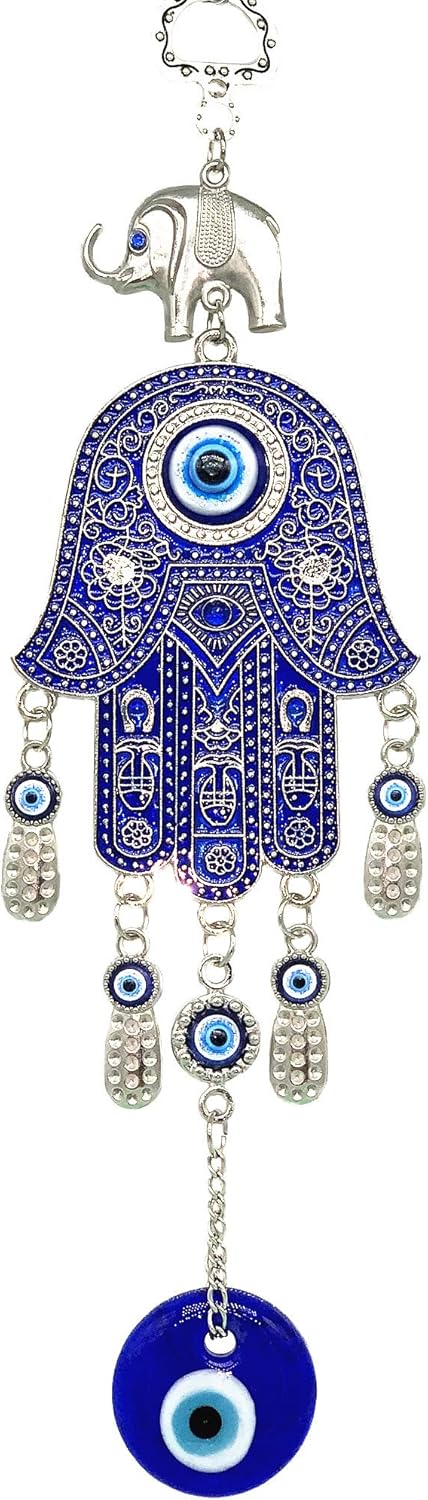 Betterdecor Blue Hamsa Hand Evil Eye Amulet | Good Luck Charm Decoration for Home Office Car - 028
