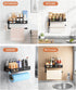 4 Paper Towel Holder Wall Mount for Kitchen, One-Handed Tear, Bathroom Paper Towel Holder with Shelf, RV Paper Towel