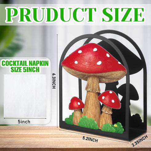 Cinnvoice Countertop Country Mushroom Paper Towel Holder Napkin Holder Tabletop Tissue Stand Decor for Kitchen Rustic