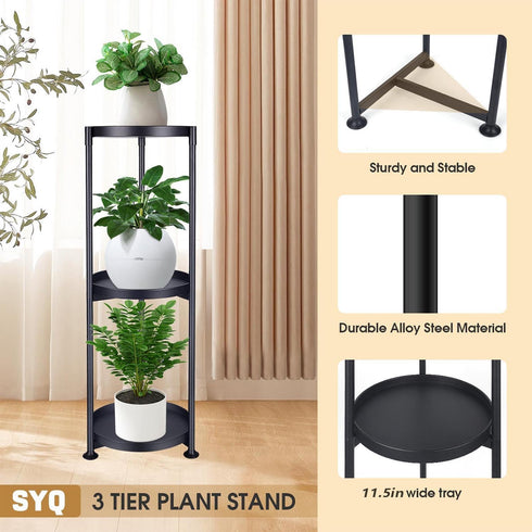 3 34'' SYQ Tier Plant Stand Indoor Outdoor - Extra-Tall Metal Plant Stands for Potted Plants Multiple Tiered Plant