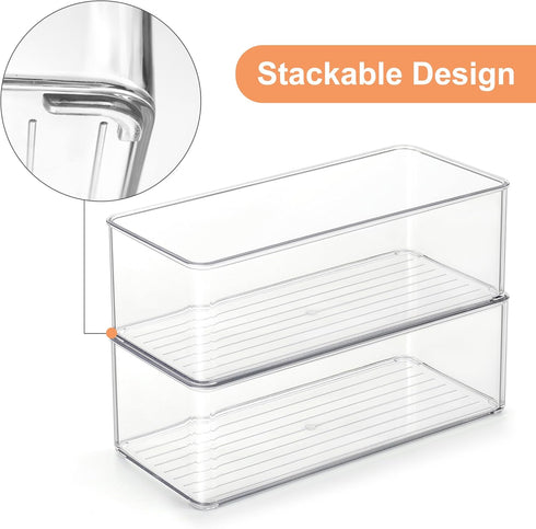 4 PACK Heyuzb Freezer Organizer Bins Clear Stackable Storage Bins for Fridge Organization and Storage