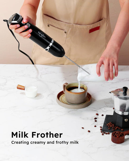Sangcon 5-in-1 Immersion Blender Handheld, 1000ml Blending Cup, 2-Speed Adjustable Stick Blender with Detachable Whisk