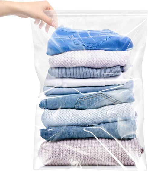 Large 5 Gallon Plastic Zipper Storage Bags, 18x24 Inches Clear Reclosable Bags - 20 Pieces