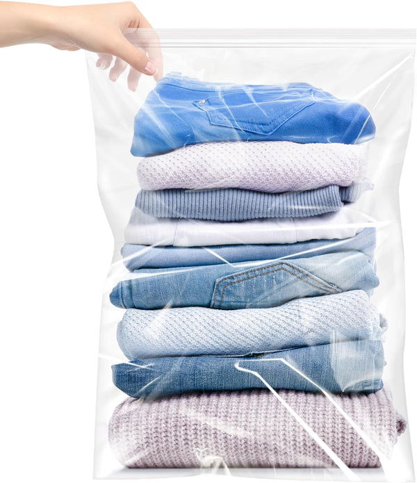 Large 5 Gallon Plastic Zipper Storage Bags, 18x24 Inches Clear Reclosable Bags - 20 Pieces