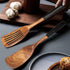 2 Pcs Best Wooden Spatula Set for Cooking Kitchen Slotted Turner Spatula Flat Wood Wok Spatula Non Stick Cooking Utensils for Frying Mixing Teak Fish Spatula Turner Black Egg Flipper Spatulas by Ayiaren