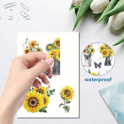 CRASPIRE 8 Sheets Sunflower Window Stickers - Spring Summer Theme Butterfly Clings for Home Decor