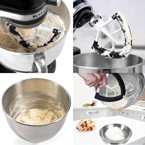Flex Edge Beater for KitchenAid Mixer Attachment Compatible with Tilt-Head Stand Mixer Bowls 4.5-5 Quart, Black