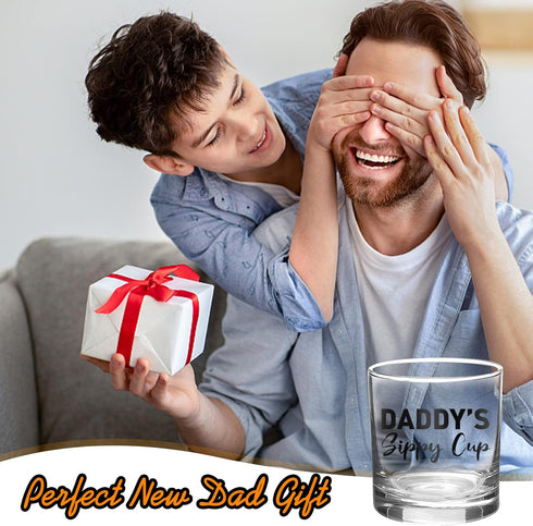 Fathers Day Dad Gifts for New Dad Husband from Daughter Son Wife, 11 OZ Whiskey Glass, Funny Gag Gift Ideas for