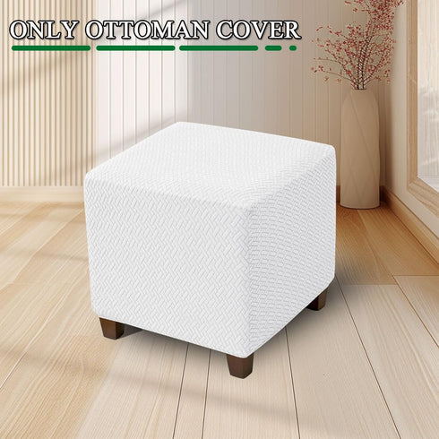 Lussenwert Ottoman Cover Square Stretch Knitted Jacquard Square Ottoman Cover Square Storage Ottoman Cover Thick