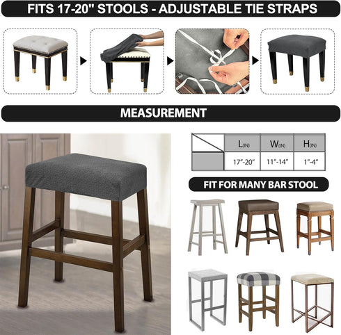 Counter B,4 Pack NeColorLife Rectangle Bar Stool Covers,Stretch Waterproof Saddle Seat Covers for Height and Kitchen