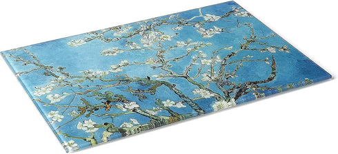 Van Gogh Design Tempered Glass Cutting Board for Kitchen, Small Heat Resistant (8x12 inches)