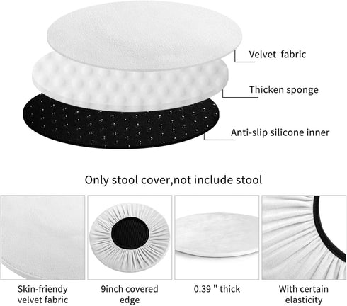 Ouqiuwa 14 Inch Turquoise Blue Bar Stool Covers Round, Soft Bar Stool Seat Cover Cushion