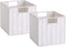 Vagusicc Wicker Storage Basket, Set of 2 Foldable Cube Storage Bins, 11 Inch Square (White)