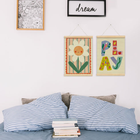 NaZaUK 12x16 Inch, Set 2 Playroom Wall Decor, Boho Kids Girl Nursery Wall Art, Playroom Calming Corner Classroom
