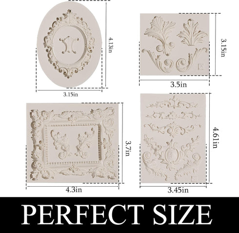 Baroque Silicone Fondant Frame Mold, Photo Cake Mold for Baking Wedding Birthday Party, Cupcake Toppers, Curlicues