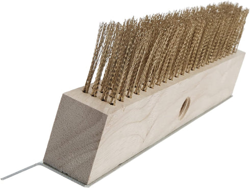Winco Medium Brown Brass Wire Oven Brush with Metal Scraper by