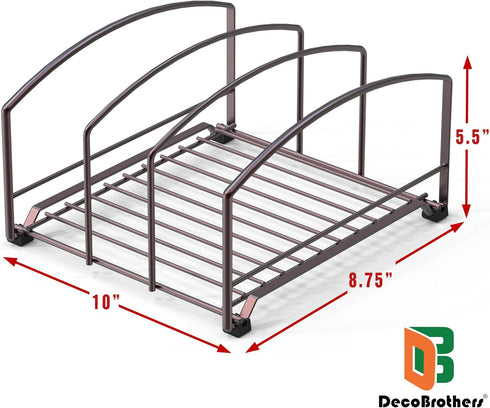 Deco Brothers Cookware Organizer Rack for Kitchen Cabinet, 3 Slot Holder, Bronze by Deco Brothers