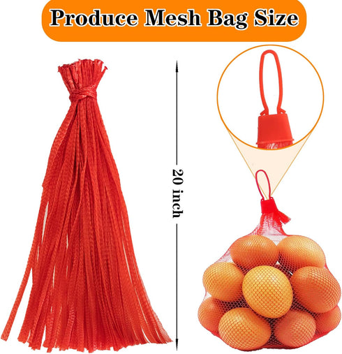 Dupiulk 20 Inch Packaging (100Pcs-Red) Reusable Mesh Produce Bags, Seafood Boil Bags for Crab Clam Shrimp Cooking