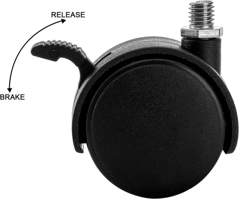12 Pack Tosnail Plastic Caster Wheels with Brake, Threaded Mounting Wheels for Plant Caddy Plant Stand - Black