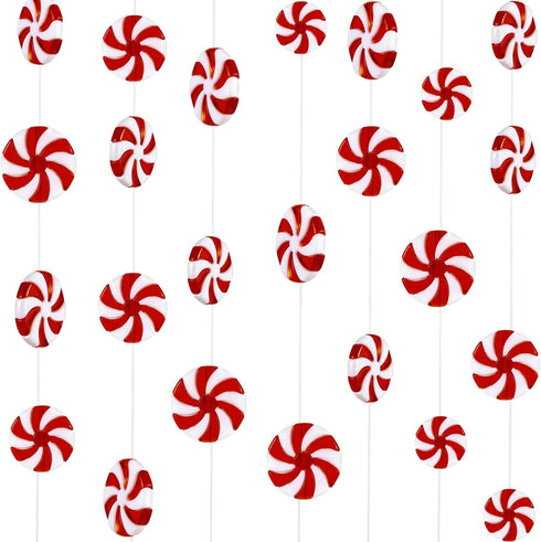 Shappy 50 Pieces Christmas Candy Canes Swirl Garland, Peppermint Christmas Decorations for Tree Ornaments